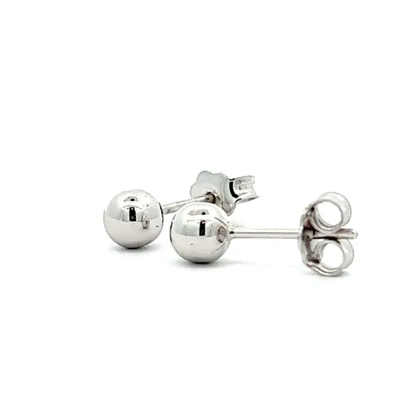 14k White Gold 5mm Ball Earrings Image 2 Arezzo Jewelers Elmwood Park, IL