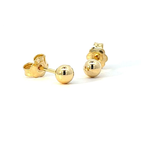 14k Yellow Gold 4.2mm Ball Earrings Image 2 Arezzo Jewelers Elmwood Park, IL