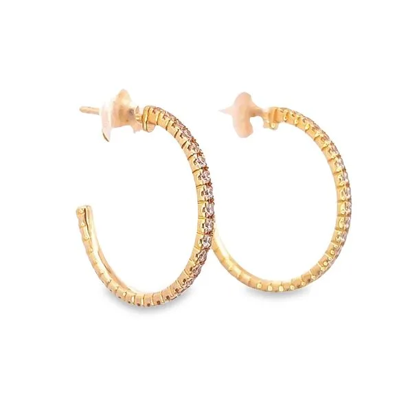 14k Yellow Gold 20mm CZ Hoop Earrings Image 2 Arezzo Jewelers Elmwood Park, IL