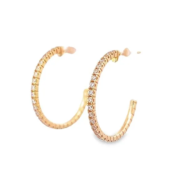 14k Yellow Gold 20mm CZ Hoop Earrings Image 3 Arezzo Jewelers Elmwood Park, IL