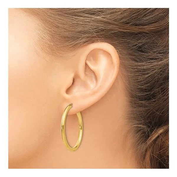 14K Yellow Gold 30mm Hoop Earrings Image 3 Arezzo Jewelers Elmwood Park, IL