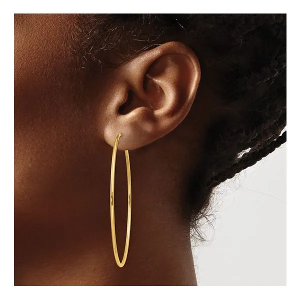 14K Yellow Gold 55mm Thin Hoop Earrings Image 3 Arezzo Jewelers Elmwood Park, IL