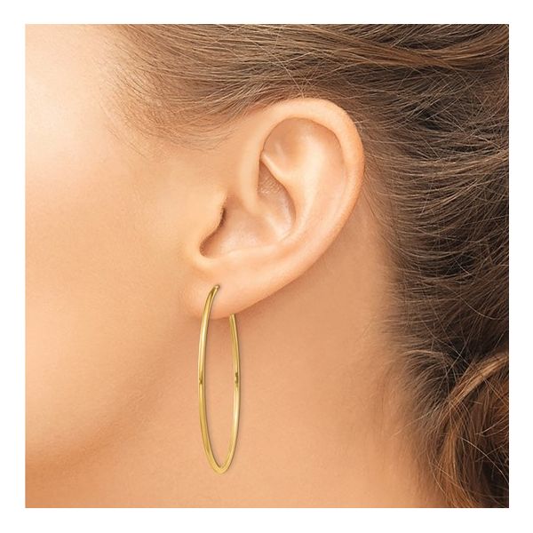 14K Yellow Gold 45mm Thin Hoop Earrings Image 4 Arezzo Jewelers Elmwood Park, IL