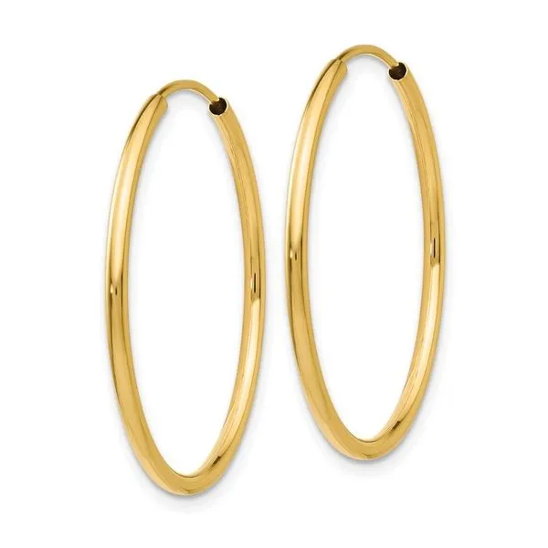 14K Yellow Gold 25mm Thin Hoop Earrings Image 2 Arezzo Jewelers Elmwood Park, IL