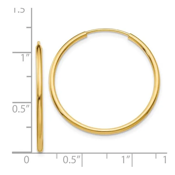 14K Yellow Gold 25mm Thin Hoop Earrings Image 4 Arezzo Jewelers Elmwood, IL