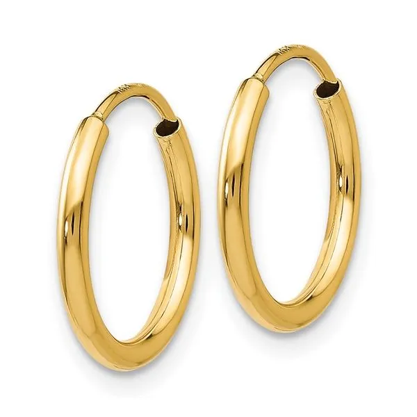 14K Yellow Gold 15mm Thin Hoop Earrings Image 2 Arezzo Jewelers Elmwood Park, IL