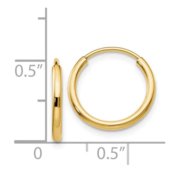 14K Yellow Gold 15mm Thin Hoop Earrings Image 4 Arezzo Jewelers Elmwood Park, IL