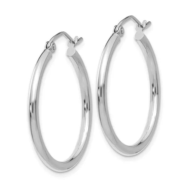 14K White Gold 25mm Hoop Earrings Image 2 Arezzo Jewelers Elmwood Park, IL