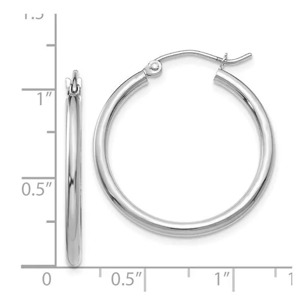 14K White Gold 25mm Hoop Earrings Image 4 Arezzo Jewelers Elmwood Park, IL