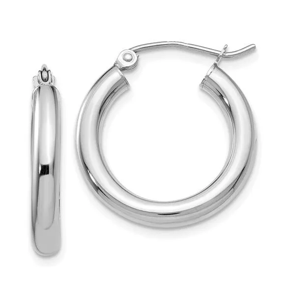 14K White Gold 22mm Hoop Earrings Arezzo Jewelers Elmwood Park, IL