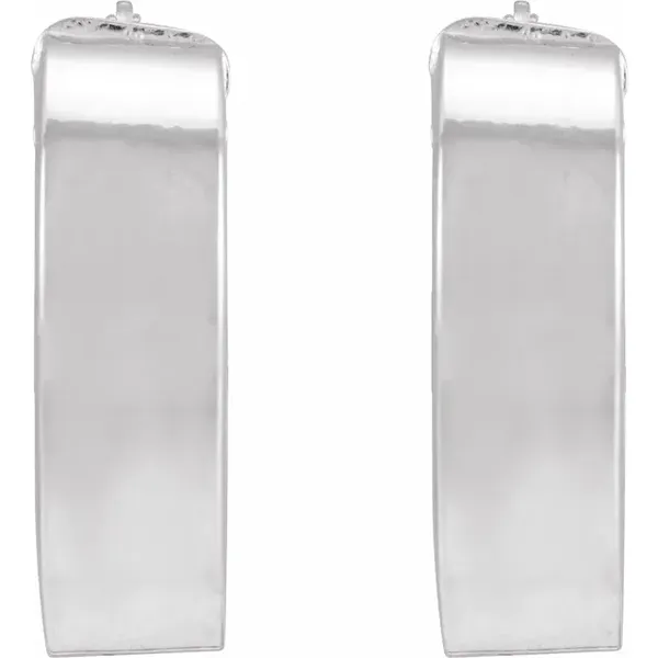 14k White Flat Tube 15mm Hoop Earrings Image 2 Arezzo Jewelers Elmwood Park, IL