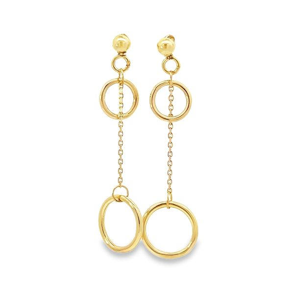 18K Yellow Gold Open Circle Dangle Earrings Arezzo Jewelers Elmwood Park, IL