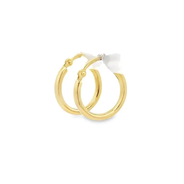 14K Yellow Gold 2mm Small Hoop Earrings Image 2 Arezzo Jewelers Elmwood Park, IL