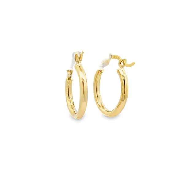 14K Yellow Gold 2mm Small Hoop Earrings Image 3 Arezzo Jewelers Elmwood Park, IL