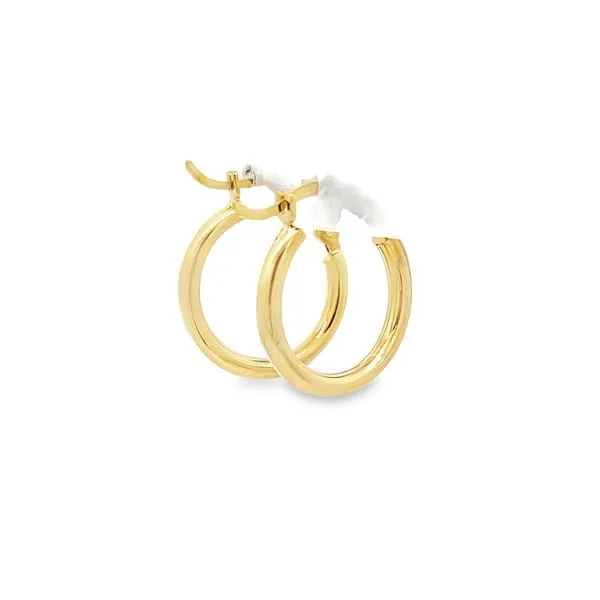 14K Yellow Gold 2mm Small Hoop Earrings Image 4 Arezzo Jewelers Elmwood Park, IL