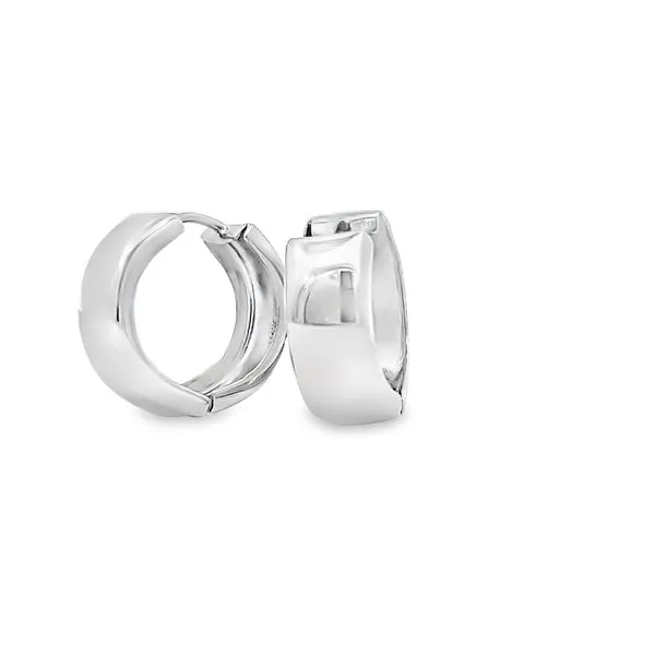 14K White Gold 6mm Huggie Gold Earrings Image 3 Arezzo Jewelers Elmwood Park, IL