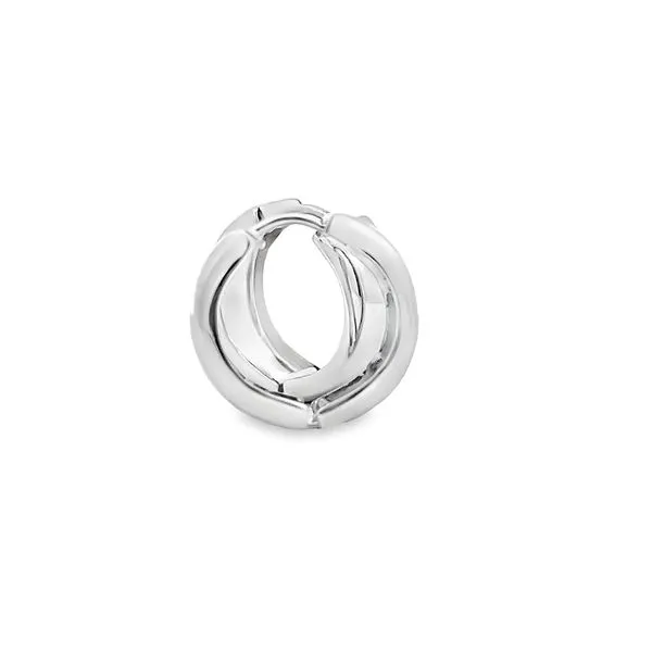 14K White Gold 6mm Huggie Gold Earrings Image 4 Arezzo Jewelers Elmwood Park, IL