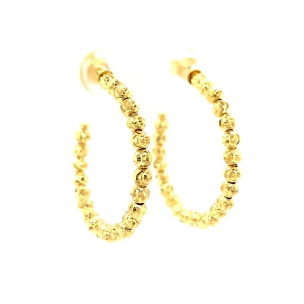 14k Yellow Gold Moon Cut Hoop Earrings Image 3 Arezzo Jewelers Elmwood Park, IL