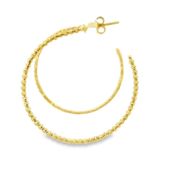 14K Yellow Gold 40mm Moon Cut Hoop Earrings Image 2 Arezzo Jewelers Elmwood Park, IL