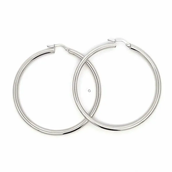 14k White Gold 55mm Hoop Earrings Arezzo Jewelers Elmwood Park, IL