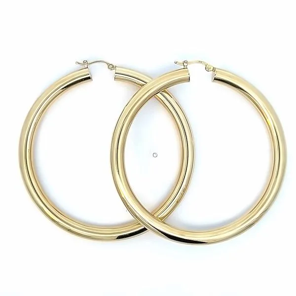 14K Yellow Gold Large 60mm Hoop Gold Earrings Arezzo Jewelers Elmwood Park, IL