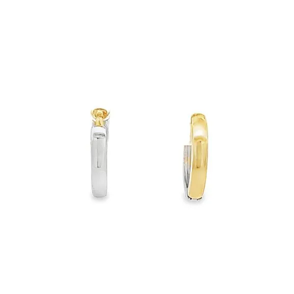 14k Two Tone Gold Mini Reversible Huggie Earrings Image 3 Arezzo Jewelers Elmwood Park, IL