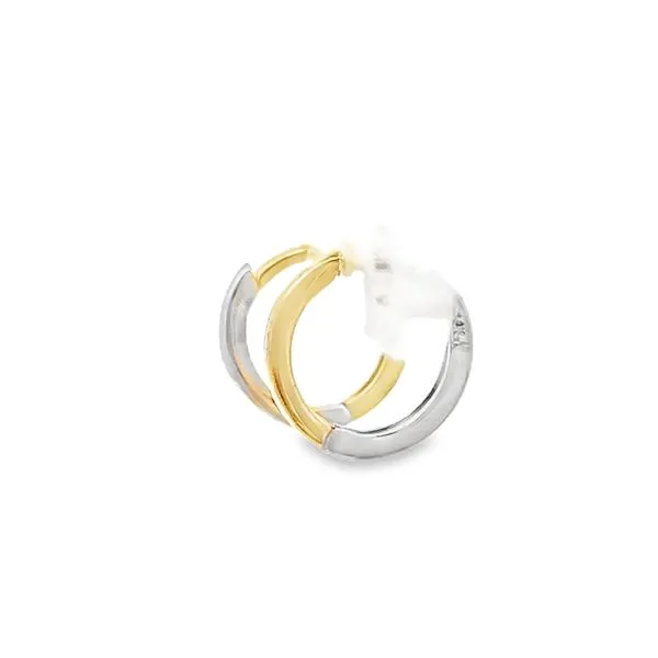 14k Two Tone Gold Mini Reversible Huggie Earrings Image 4 Arezzo Jewelers Elmwood Park, IL