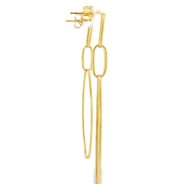 14K Yellow Gold Dangle Oval Link Earrings Image 3 Arezzo Jewelers Elmwood Park, IL