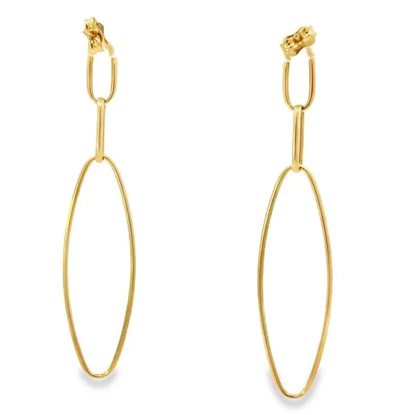 14K Yellow Gold Dangle Oval Link Earrings Image 4 Arezzo Jewelers Elmwood Park, IL