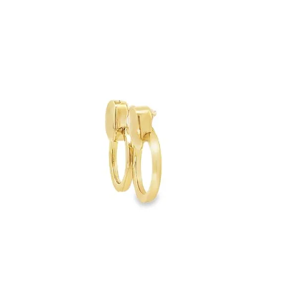 14K Yellow Gold Mini Circle Dangle Earrings Image 2 Arezzo Jewelers Elmwood Park, IL