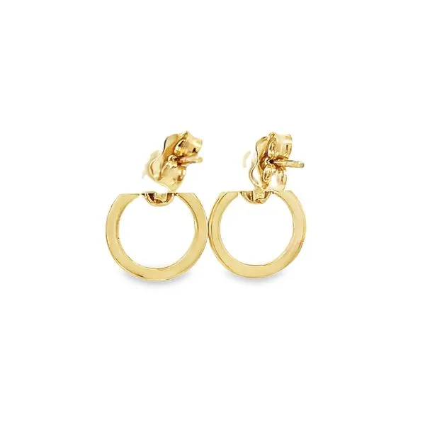14K Yellow Gold Mini Circle Dangle Earrings Image 4 Arezzo Jewelers Elmwood Park, IL