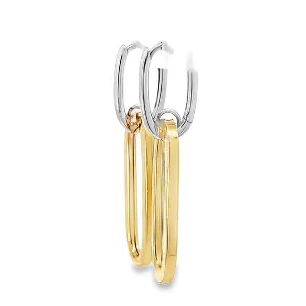 14K Two Tone Gold Oval Link Dangle Earrings Image 2 Arezzo Jewelers Elmwood Park, IL
