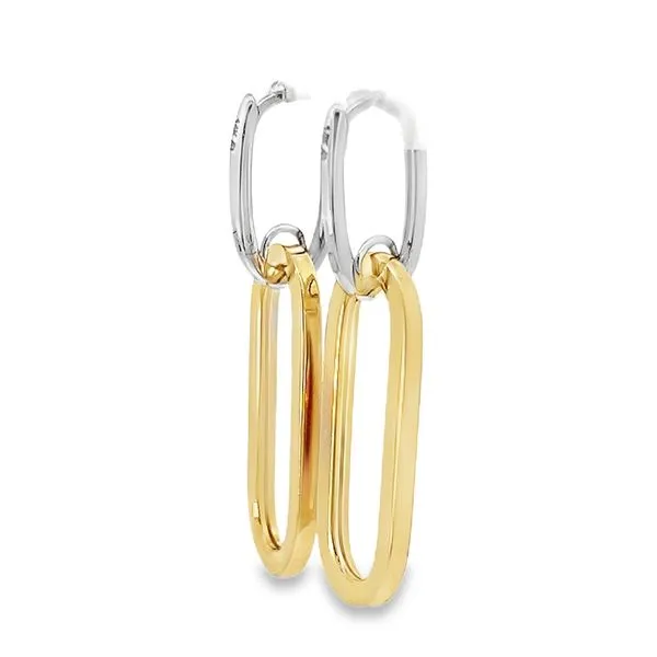 14K Two Tone Gold Oval Link Dangle Earrings Image 4 Arezzo Jewelers Elmwood Park, IL