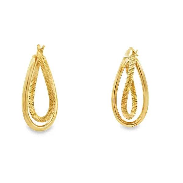 14K Yellow Gold Italian Twist Dangle Earrings Image 3 Arezzo Jewelers Elmwood Park, IL