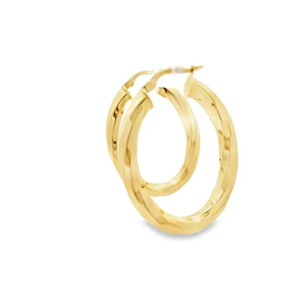 14K Yellow Gold Twist Oval Hoop Earrings Image 4 Arezzo Jewelers Elmwood Park, IL