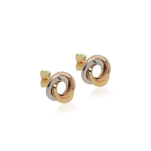14K Rose, Yellow and White Gold Knot Earrings Arezzo Jewelers Elmwood Park, IL