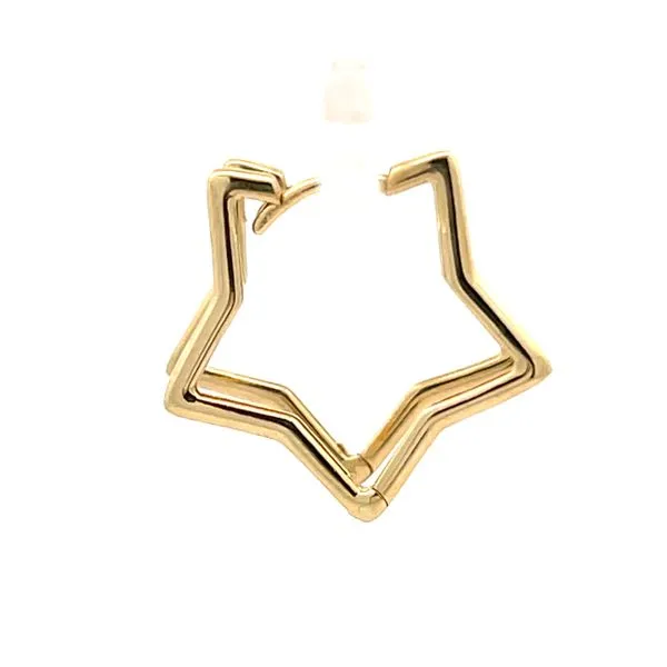 14K Yellow Gold Star Huggie Earrings Image 2 Arezzo Jewelers Elmwood Park, IL