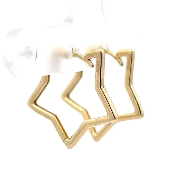 14K Yellow Gold Star Huggie Earrings Image 3 Arezzo Jewelers Elmwood Park, IL