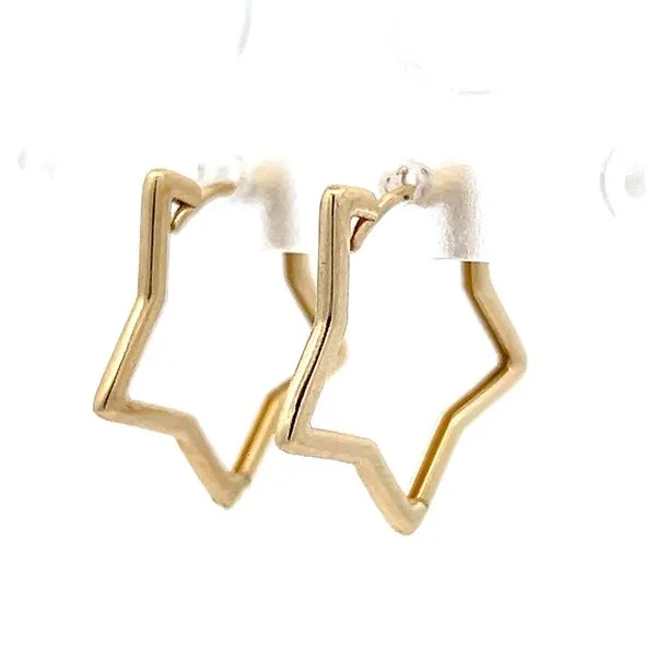 14K Yellow Gold Star Huggie Earrings Image 4 Arezzo Jewelers Elmwood Park, IL