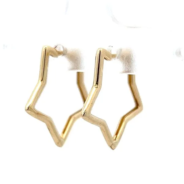 14K Yellow Gold Star Huggie Earrings Image 5 Arezzo Jewelers Elmwood Park, IL