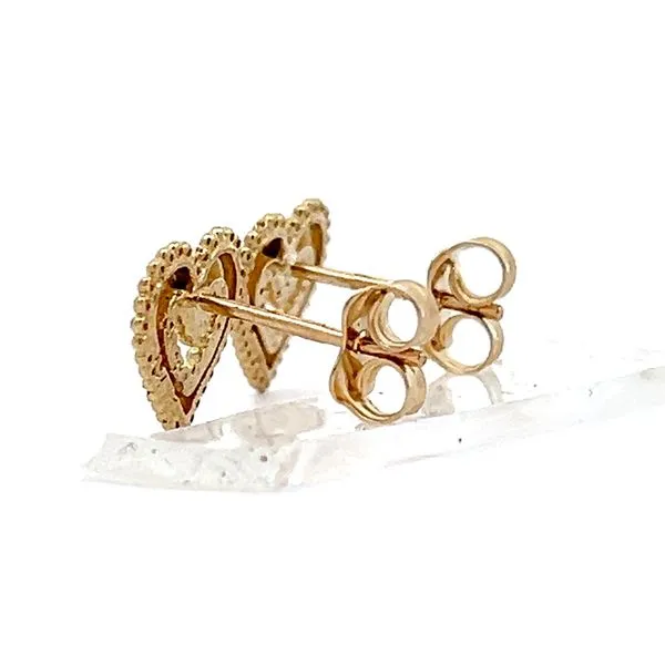 14K Yellow Gold Puffy Decorative Open Heart Earrings Image 4 Arezzo Jewelers Elmwood Park, IL