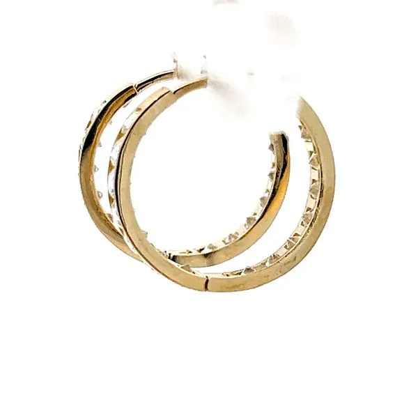 14 K Yellow Gold 17mm CZ Huggie Earrings Image 2 Arezzo Jewelers Elmwood Park, IL
