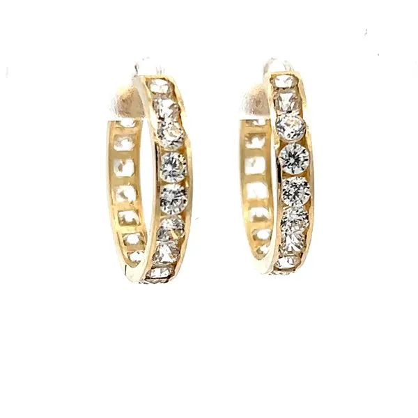 14 K Yellow Gold 17mm CZ Huggie Earrings Arezzo Jewelers Elmwood Park, IL