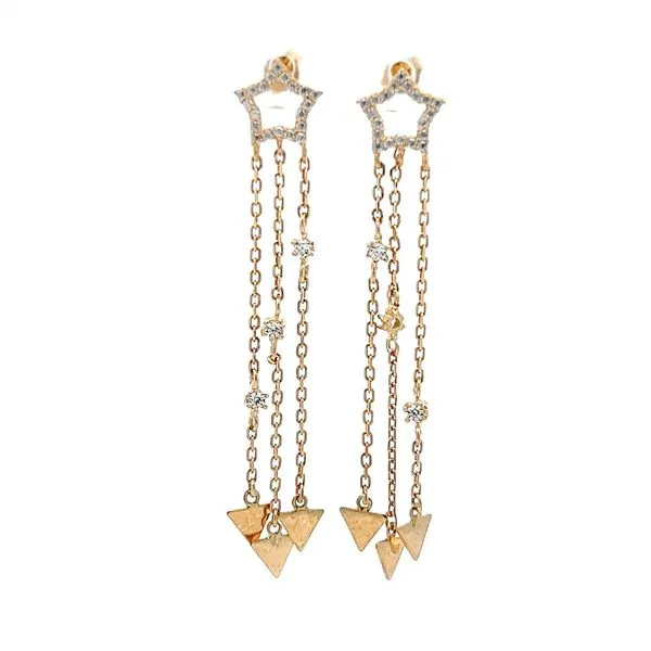 14K Yellow Gold CZ Star Dangle Earrings Arezzo Jewelers Elmwood Park, IL