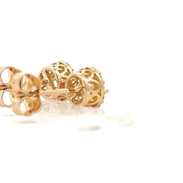 18K Yellow Gold Children's 6.5mm CZ Halo Earrings Image 3 Arezzo Jewelers Elmwood Park, IL