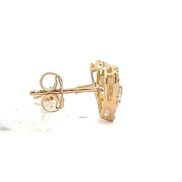 18K Yellow Gold CZ Heart Earrings Image 4 Arezzo Jewelers Elmwood Park, IL