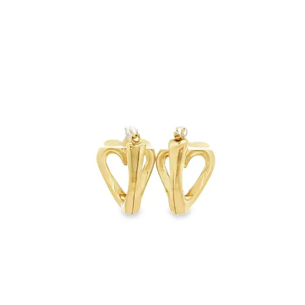14 Karat Yellow Gold Open Heart Huggie Earrings Image 3 Arezzo Jewelers Elmwood Park, IL
