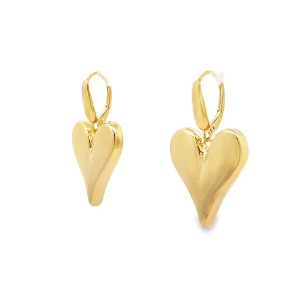 14 Karat Yellow Gold Big 3D Heart Earrings Image 2 Arezzo Jewelers Elmwood Park, IL