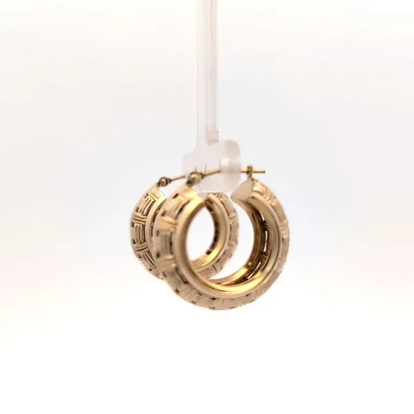 14K Yellow Gold Fancy Weave Hoop Earrings Image 2 Arezzo Jewelers Elmwood Park, IL