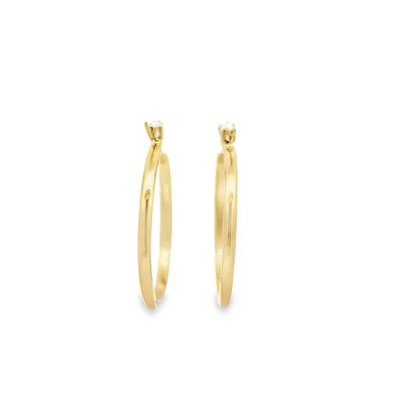 14K Yellow Gold 1 Inch - 2mm Hoop Earrings Image 3 Arezzo Jewelers Elmwood Park, IL